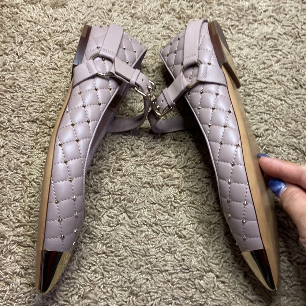 Authentic Valentino Poudre Rockstud Gold Pointe flats Shoes Size 38/8 - Picture 5 of 11